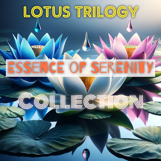 Serenity logo and pink blue and white lotus flowers